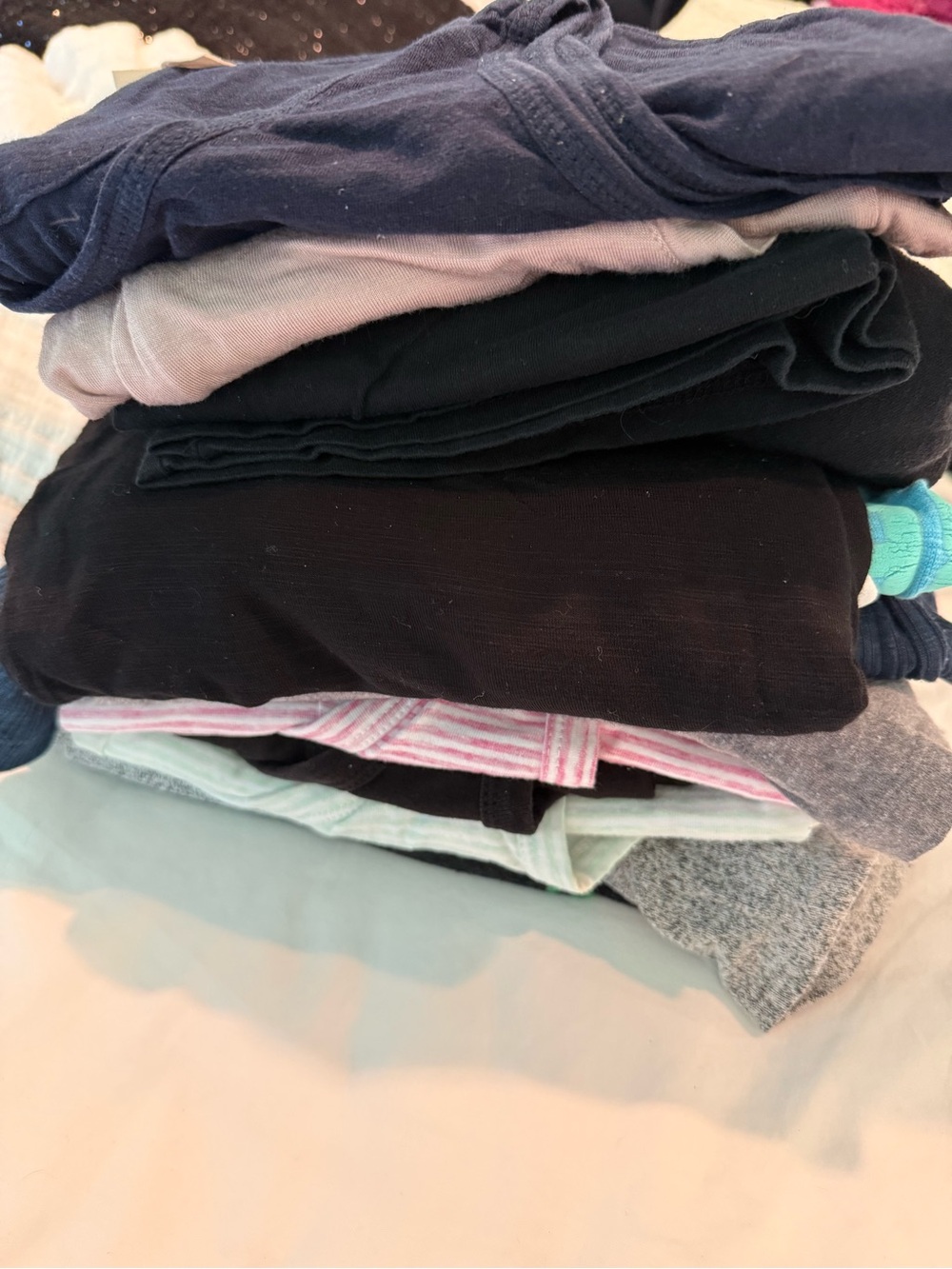 Stacked Casual Tops - Navy, Black, Pink & Gray